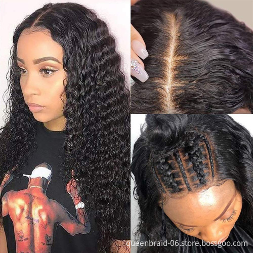 Deep Curly HD Lace Human Hair Wig Kinky Curly 4x4 Lace Closure Wig Brazilian Hair Pre Plucked Hairline With Baby Hair